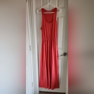Michael Stars OS One Size Racerback Tank Maxi Dress Coral Pink